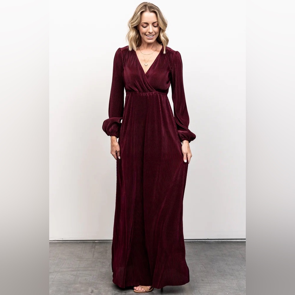 Baltic Born Venus Pleated Maxi Dress in Mulberry XS